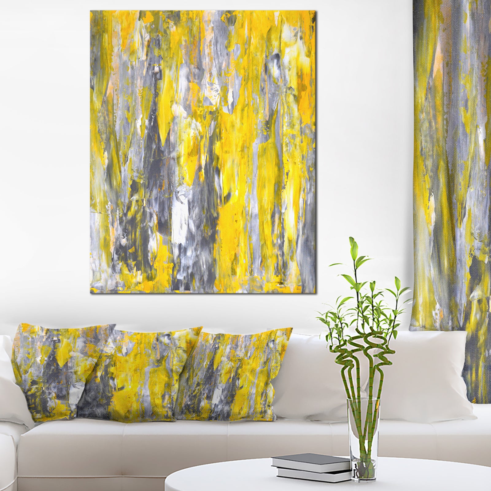 Grey and Yellow Abstract Pattern - Abstract Canvas Print