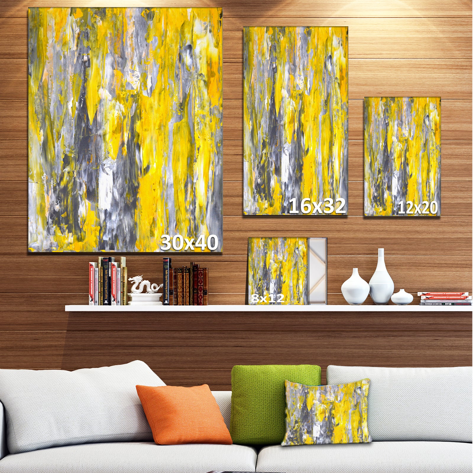 Grey and Yellow Abstract Pattern - Abstract Canvas Print