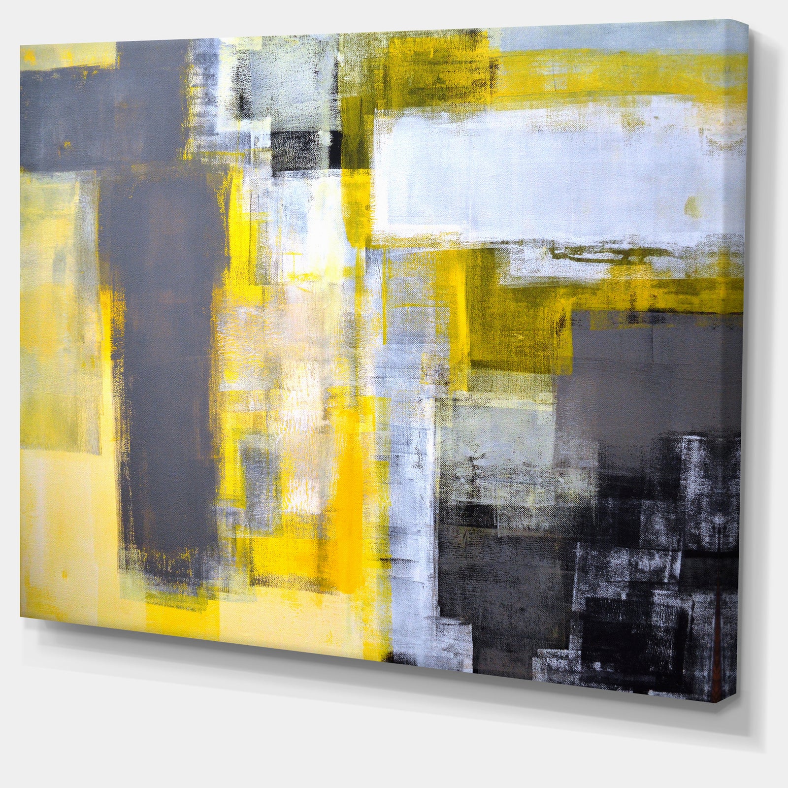 The Curated Nomad Grey and Yellow Blur Abstract Canvas Art Print
