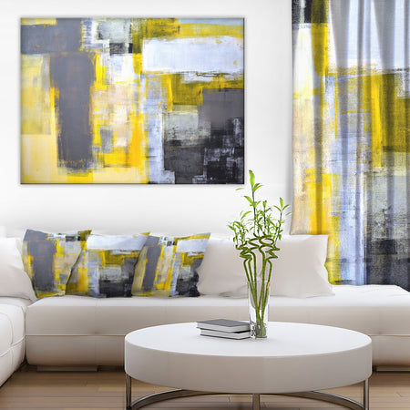 The Curated Nomad Grey and Yellow Blur Abstract Canvas Art Print