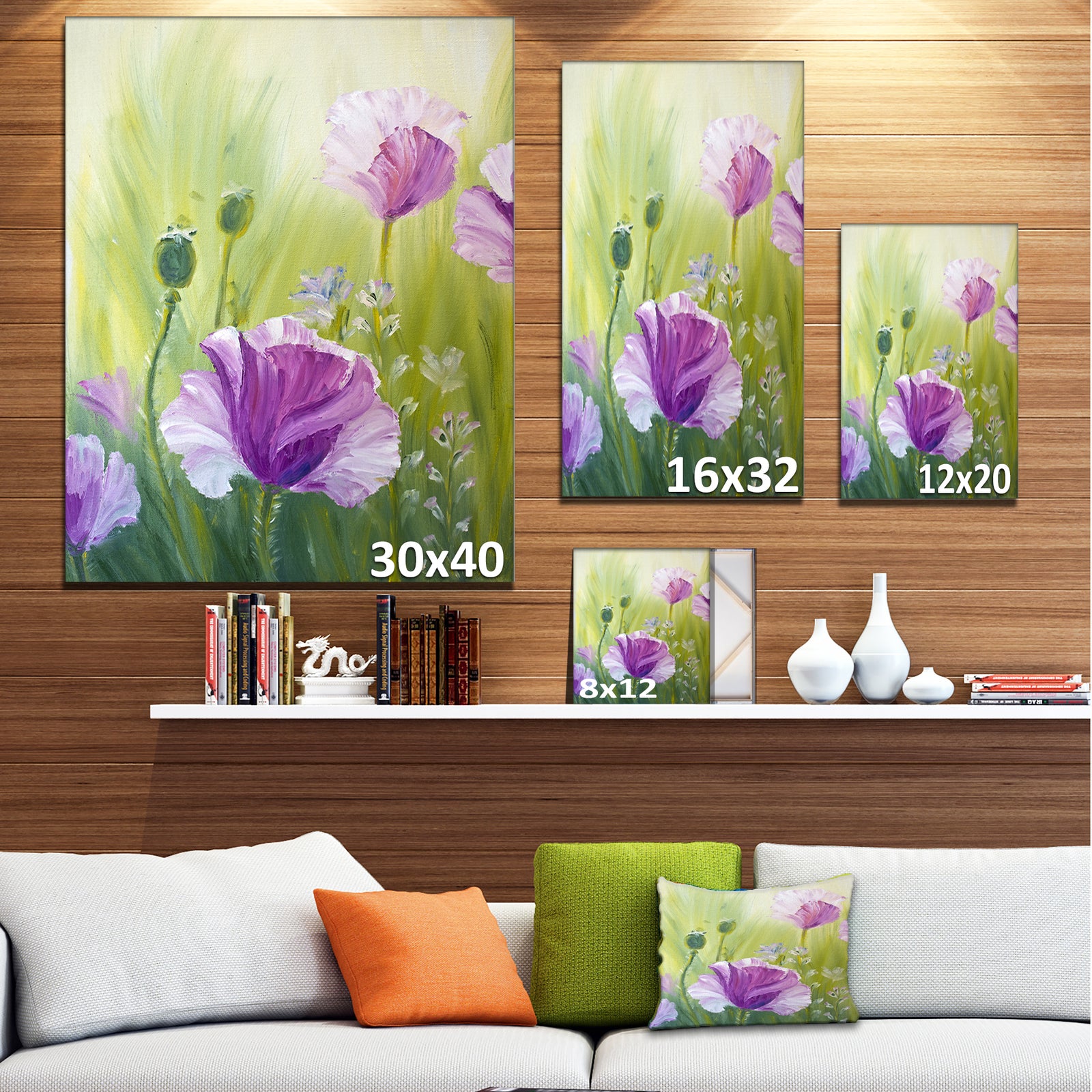 Purple Poppies in Morning - Floral Canvas Art Print