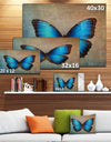 Blue Vintage Butterfly - Floral Canvas Art Print
