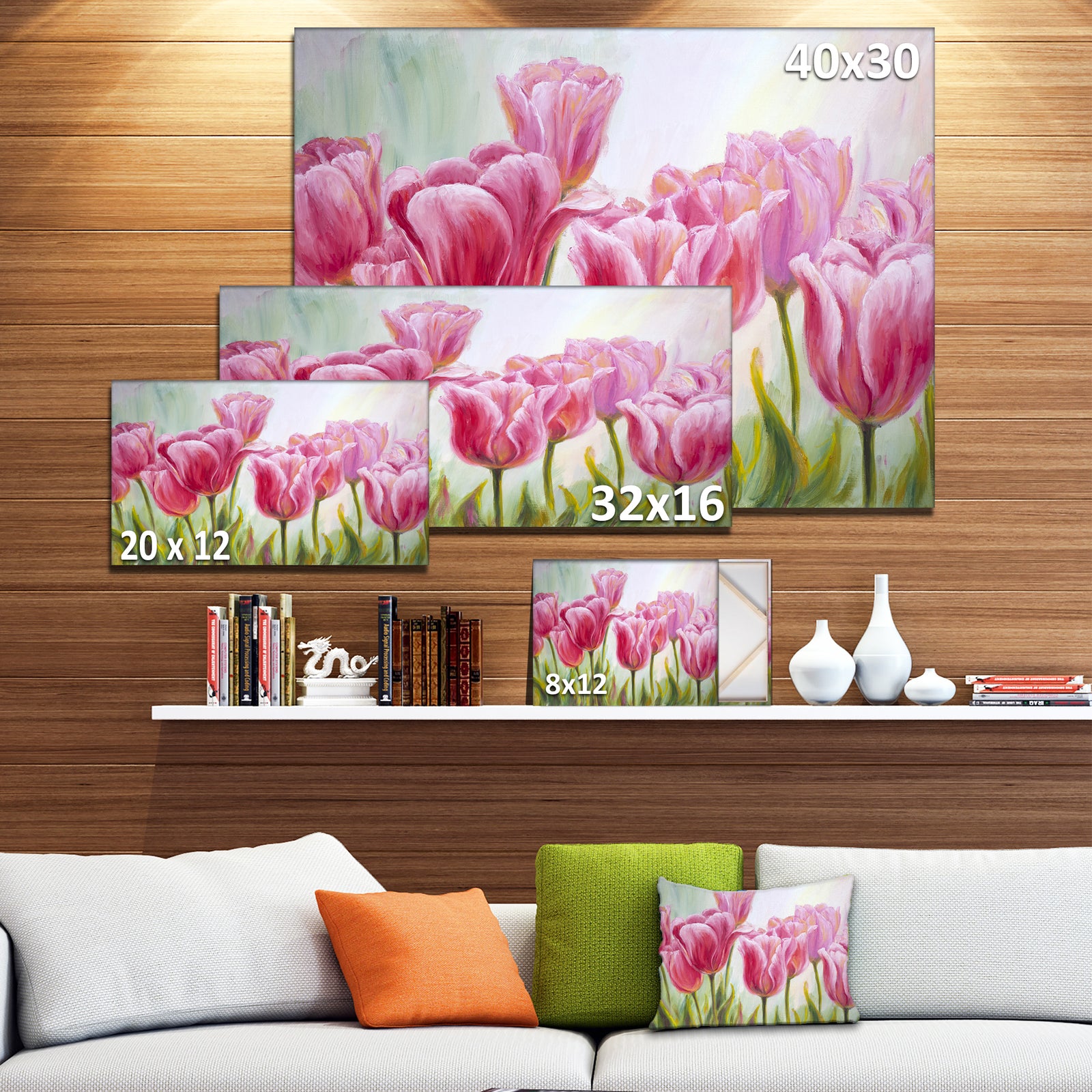 Tulips in a Row - Floral Canvas Artwork