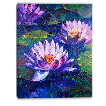 Blue Lotus Oil Painting - Floral Canvas Print