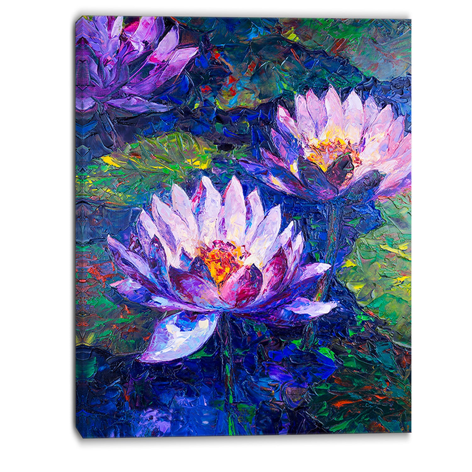 Blue Lotus Oil Painting - Floral Canvas Print
