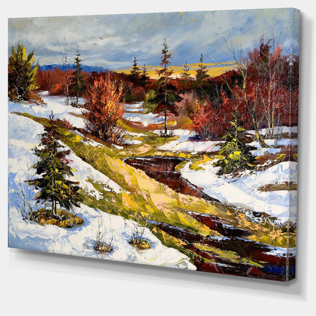 Spring Valley with River - Landscape Canvas Print
