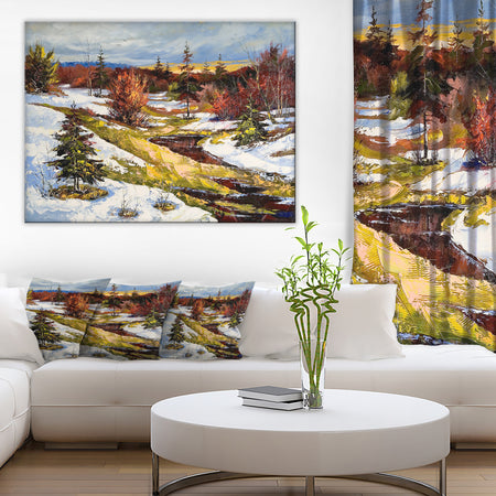 Spring Valley with River - Landscape Canvas Print