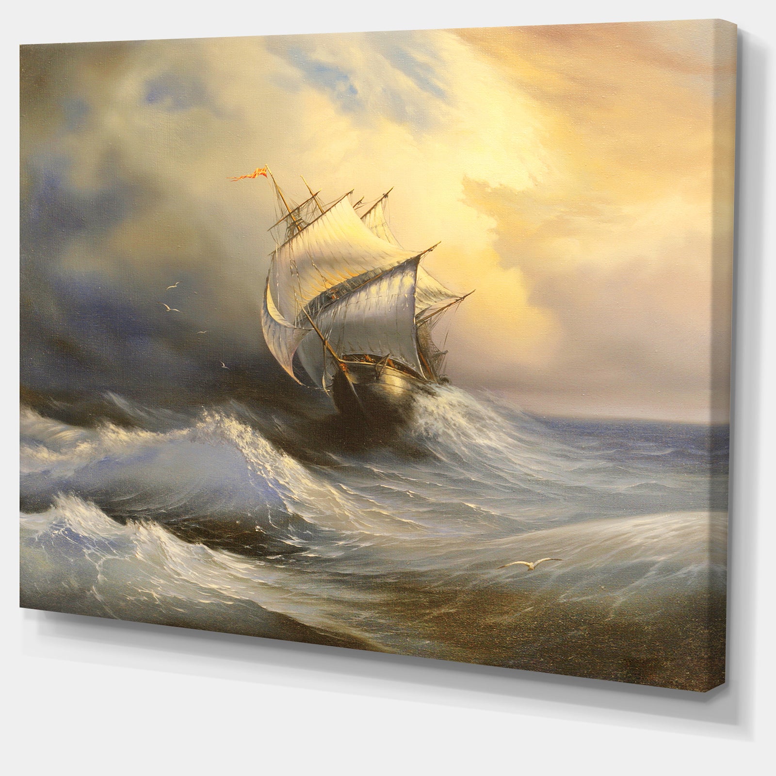 Vessel in Stormy Sea - Seascape Canvas Print