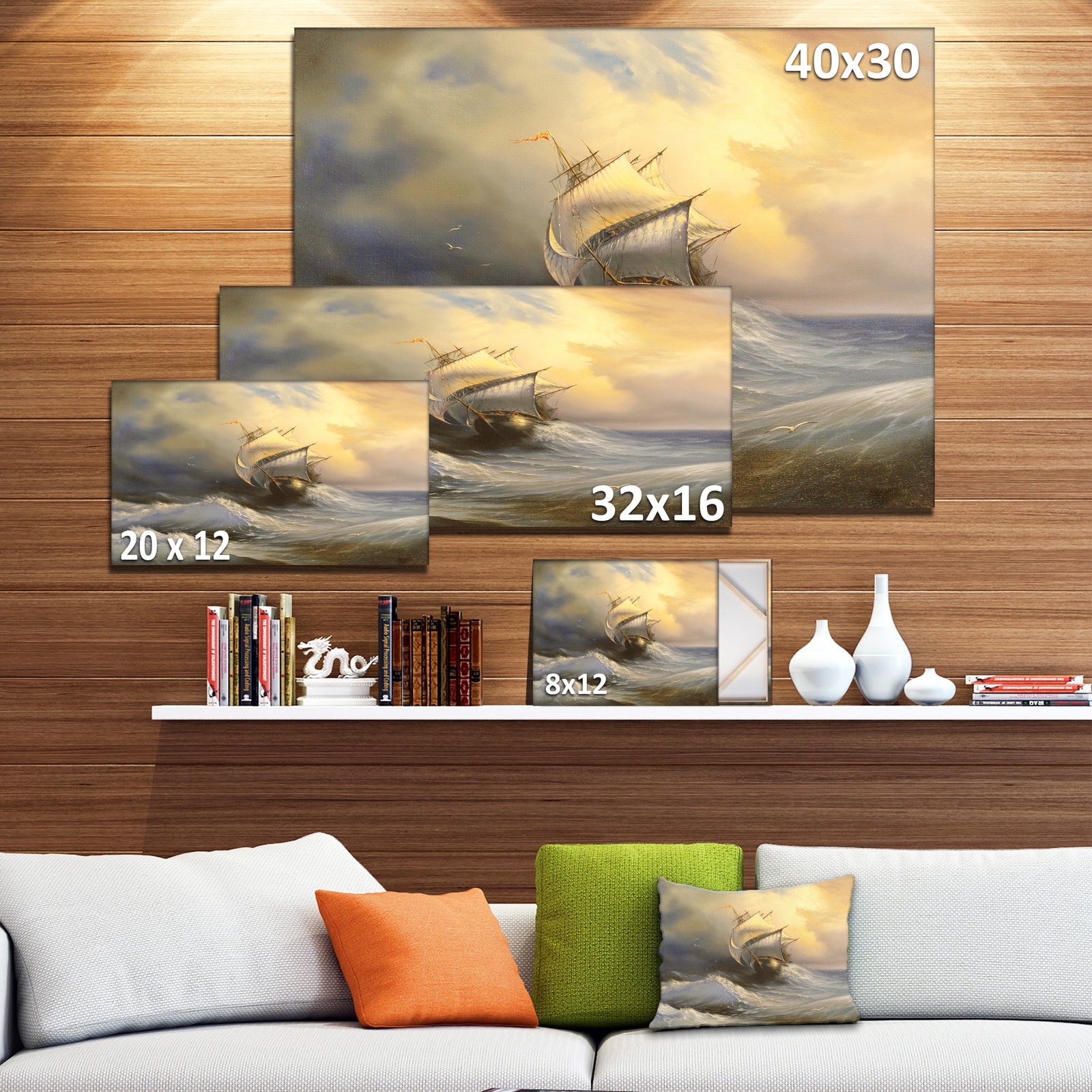 Vessel in Stormy Sea - Seascape Canvas Print
