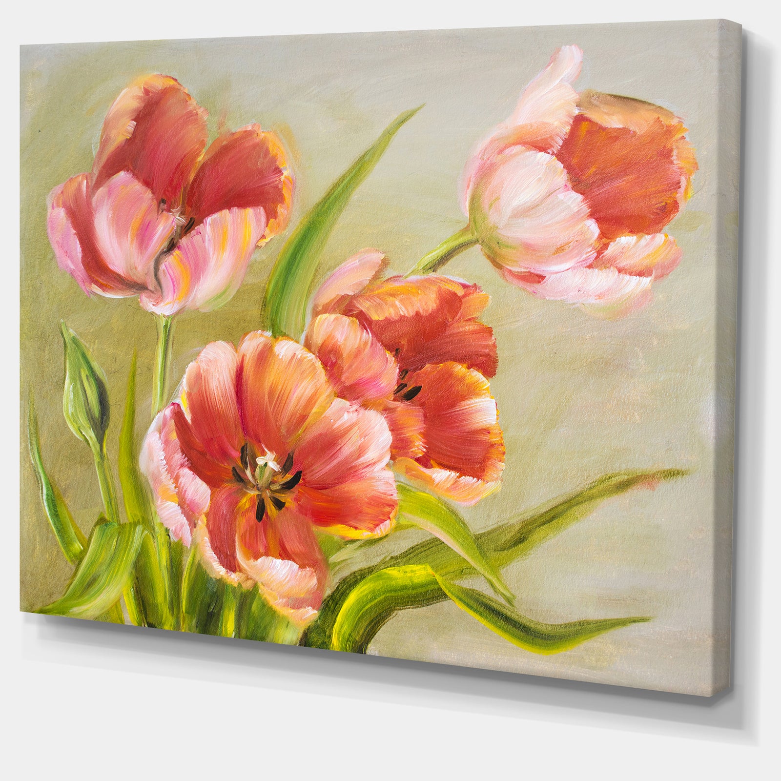 Vintage Red Tulips - Floral Canvas Art Print