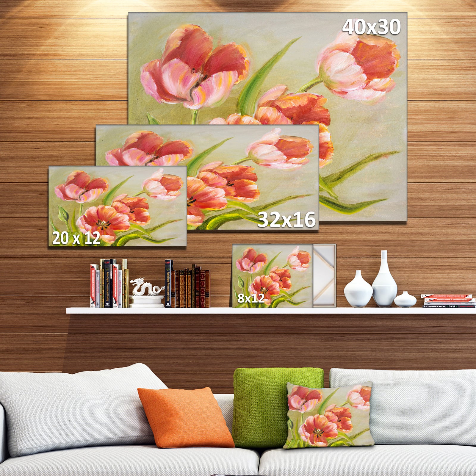 Vintage Red Tulips - Floral Canvas Art Print