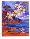 White Orchid with Sea - Floral Canvas Print