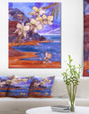 White Orchid with Sea - Floral Canvas Print