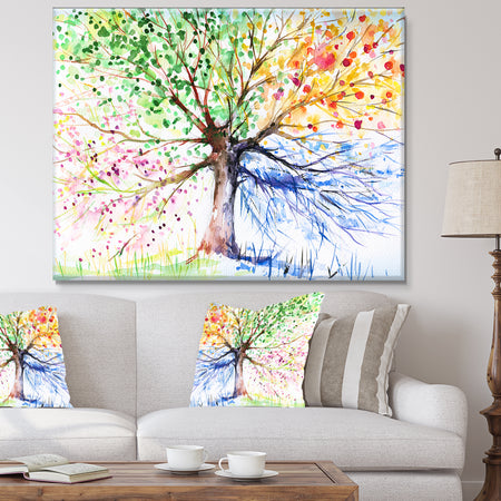 Four Seasons Tree - Floral Canvas Art Print