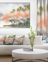 Trees with Flowers Near River - Landscape Canvas Print