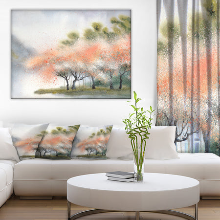 Trees with Flowers Near River - Landscape Canvas Print