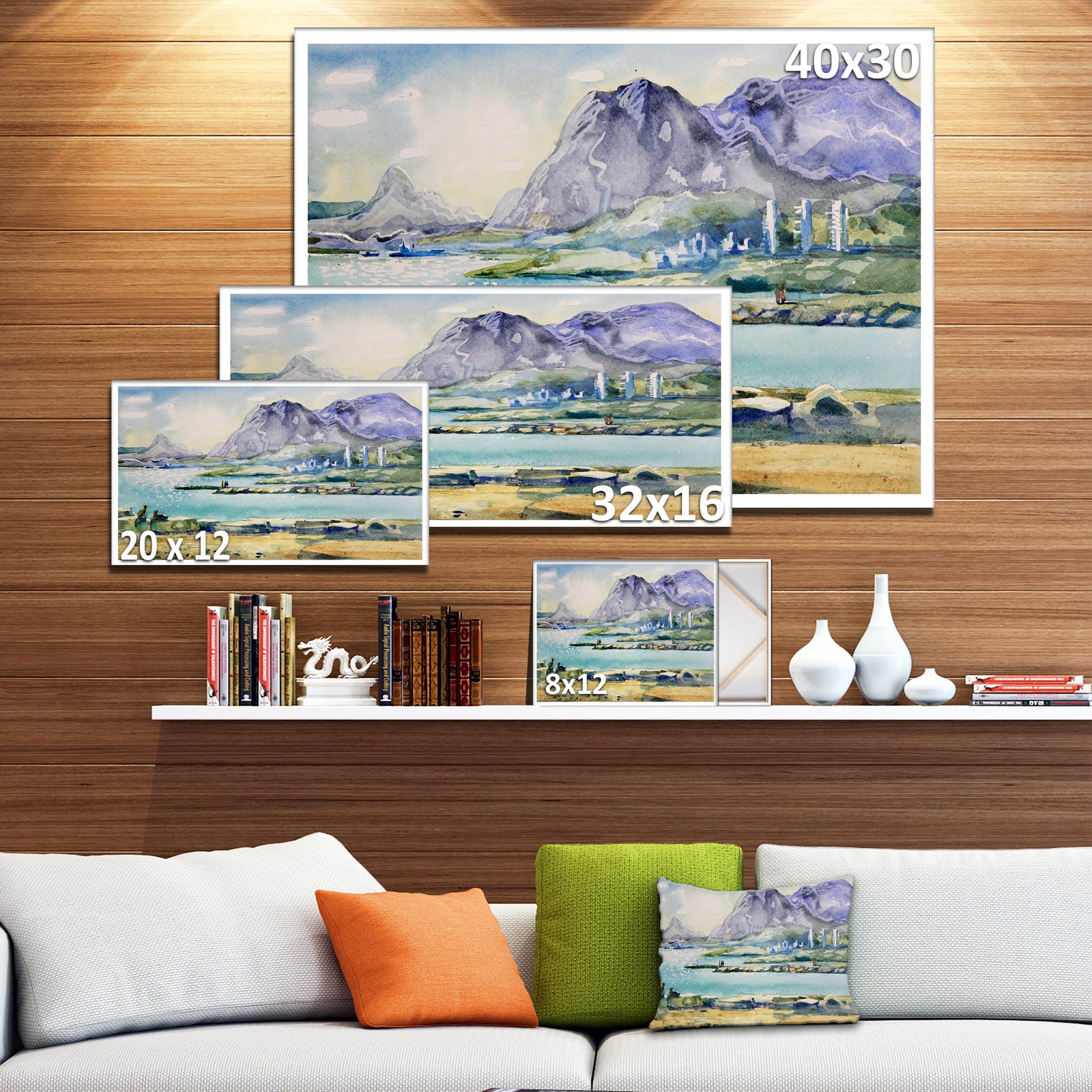 Watercolor Blue Hills - Landscape Canvas Art Print