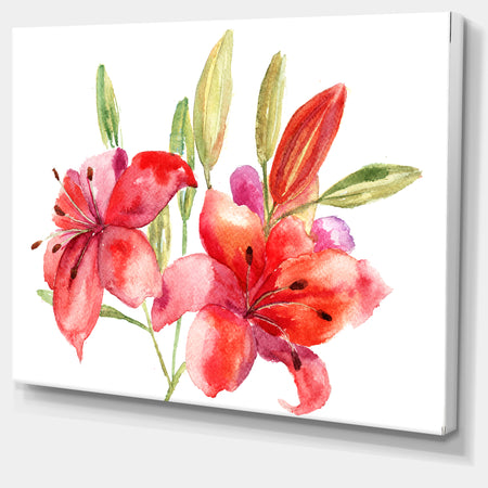 Lily Flowers Illustration - Floral Canvas Print