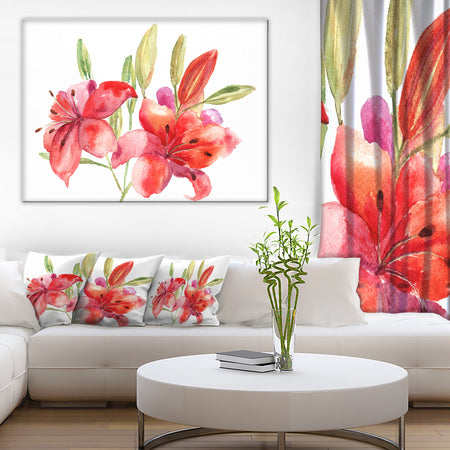 Lily Flowers Illustration - Floral Canvas Print