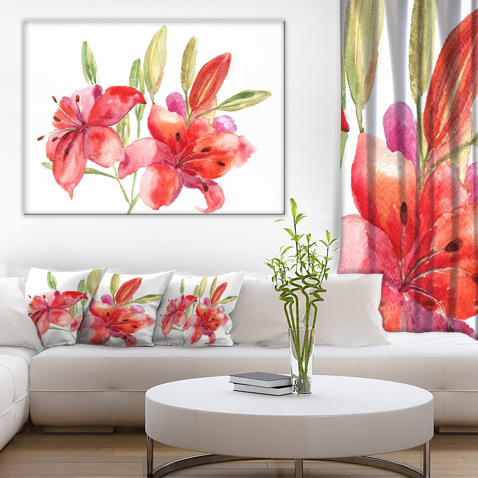 Lily Flowers Illustration - Floral Canvas Print
