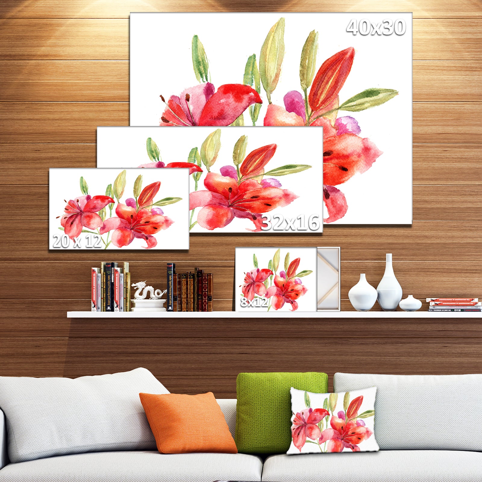 Lily Flowers Illustration - Floral Canvas Print