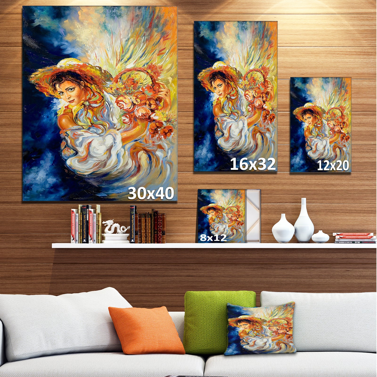 Girl with Flowers - Floral Canvas Art Print