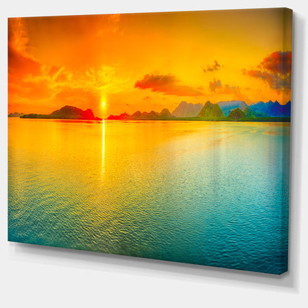 Sunset Over Sea Panorama - Seascape Photography Canvas Print