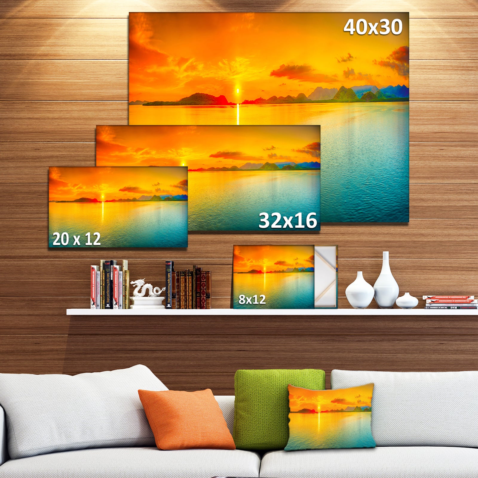 Sunset Over Sea Panorama - Seascape Photography Canvas Print
