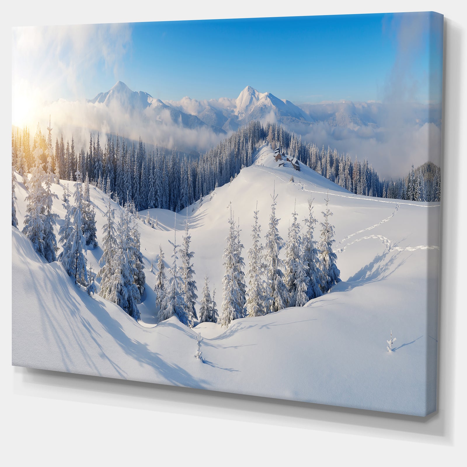 Winter Mountains Panorama Photography Canvas Print