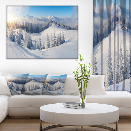 Winter Mountains Panorama Photography Canvas Print