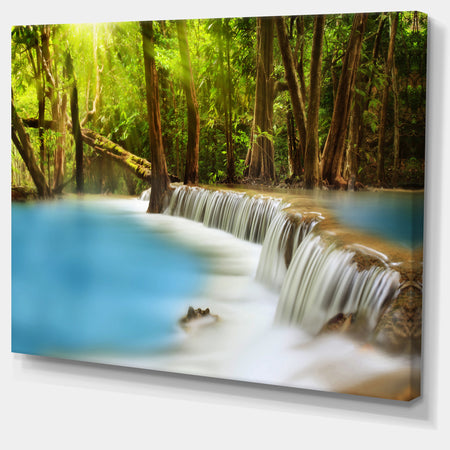 Huai Mae Kamin Waterfall Photography Canvas Art Print