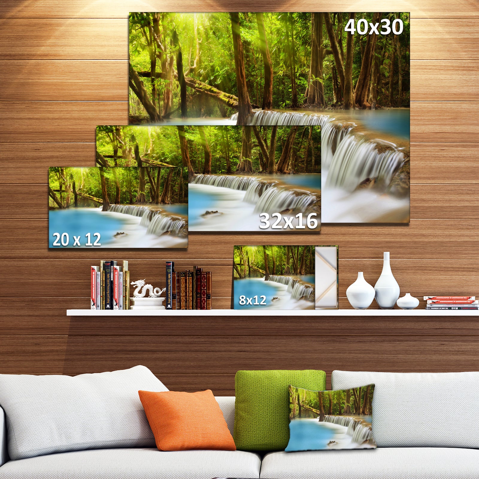 Huai Mae Kamin Waterfall Photography Canvas Art Print