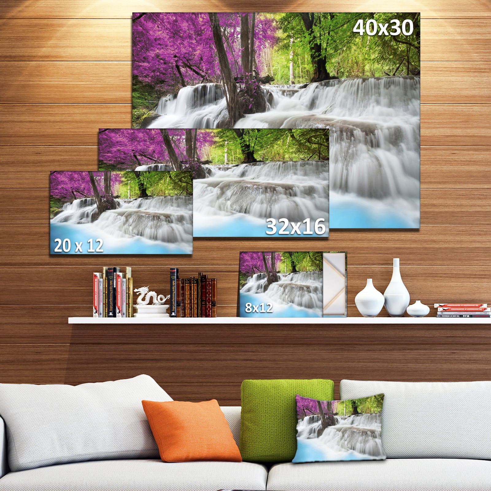Erawan Waterfall Photography Canvas Art Print