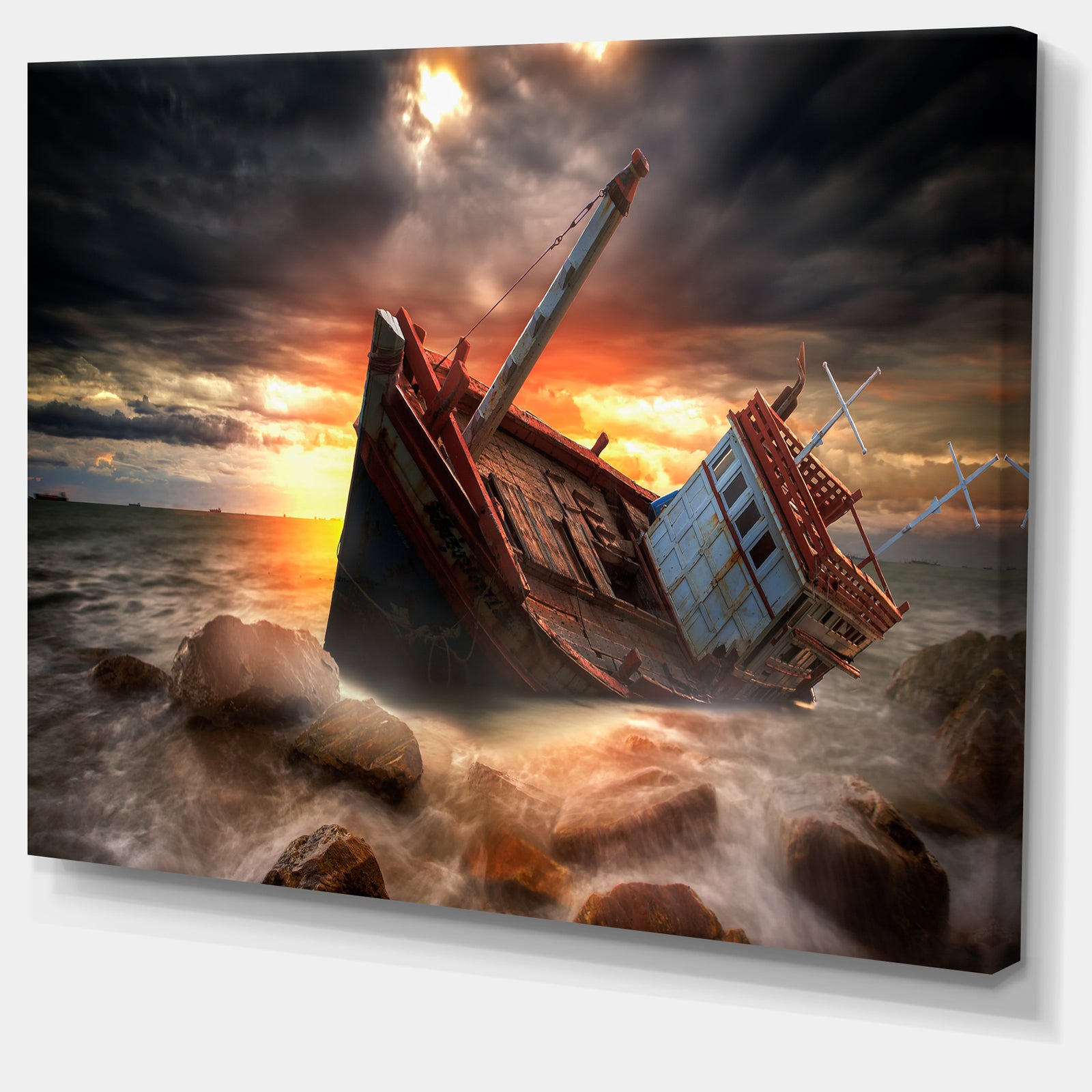 Fishing Boat Beached - Landscape Photography Canvas Print
