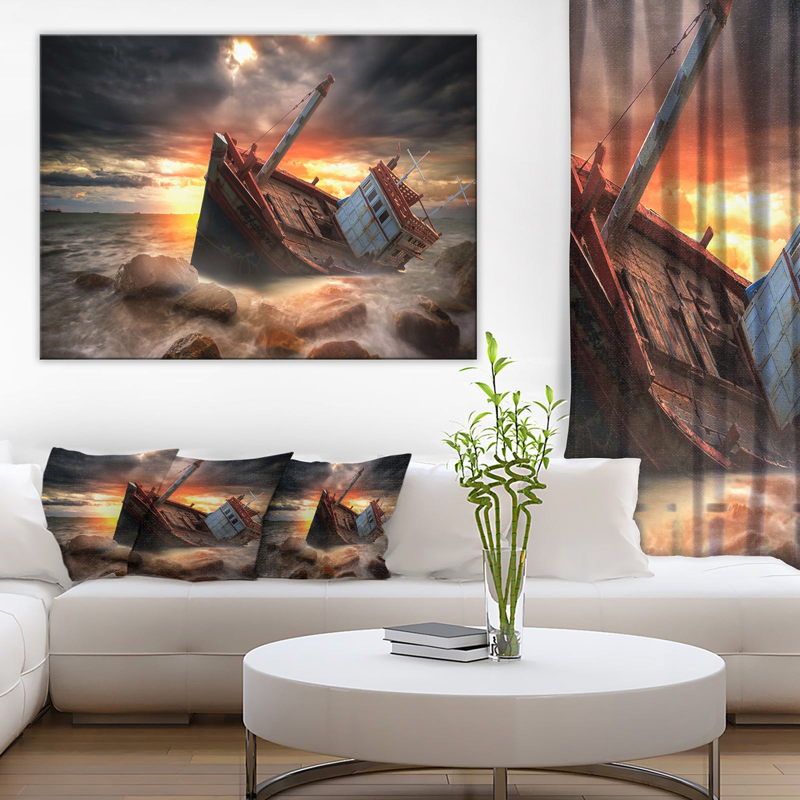 Fishing Boat Beached - Landscape Photography Canvas Print