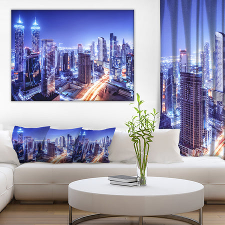 Dubai Downtown Night Scene - Cityscape Photography Canvas Print