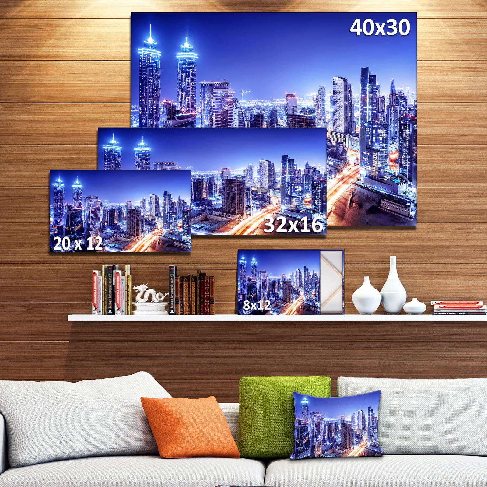 Dubai Downtown Night Scene - Cityscape Photography Canvas Print