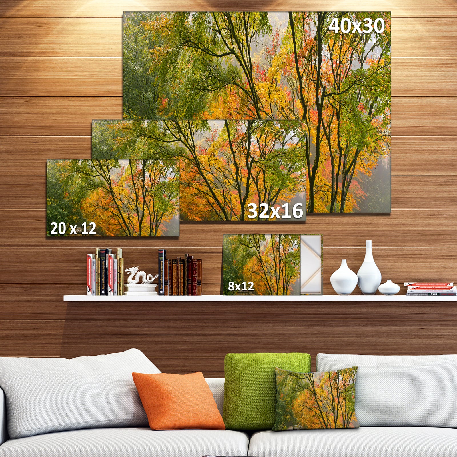 Canopy of Maple Trees in Fall Floral Photo Canvas Print