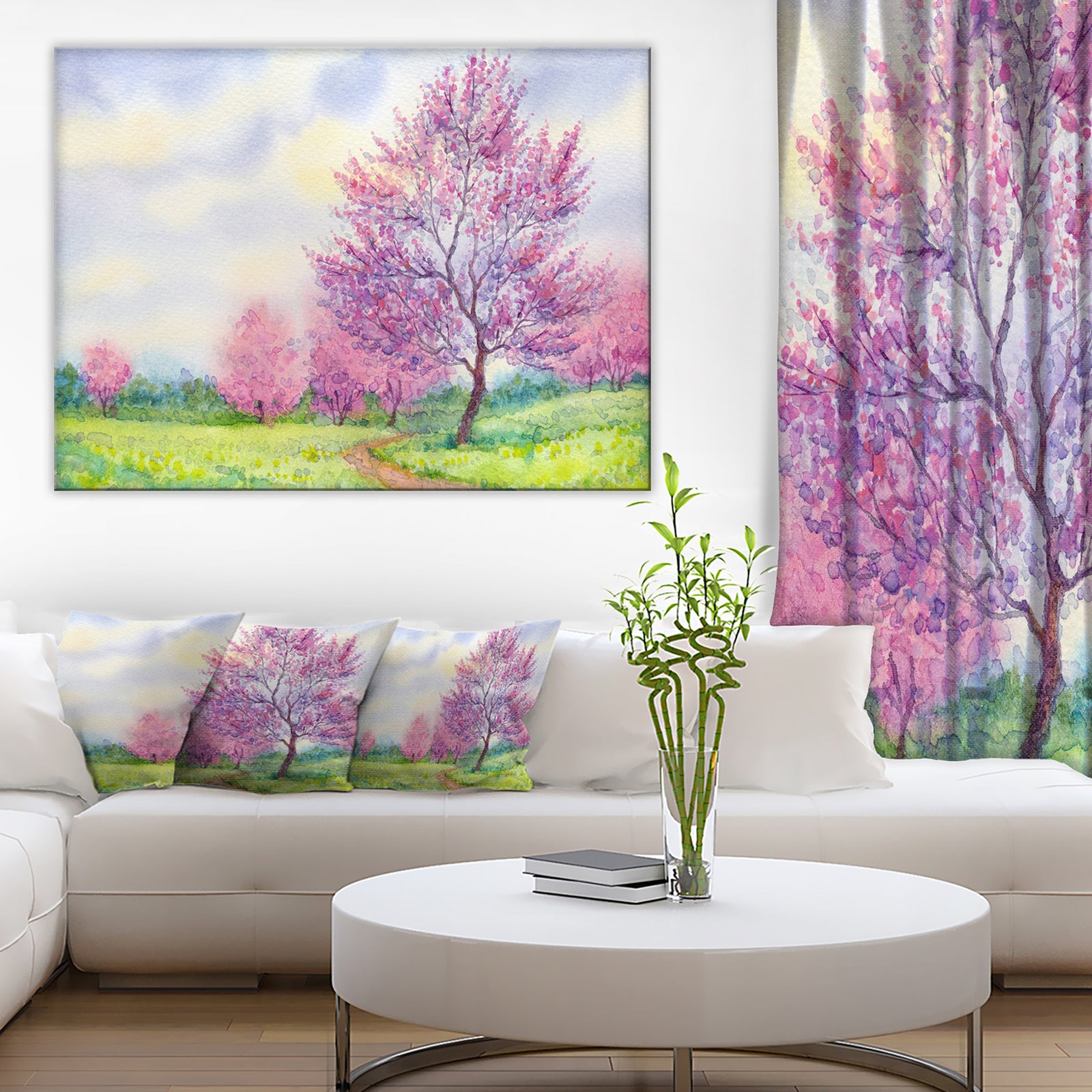 Purple Spring Landscape Floral Canvas Art Print