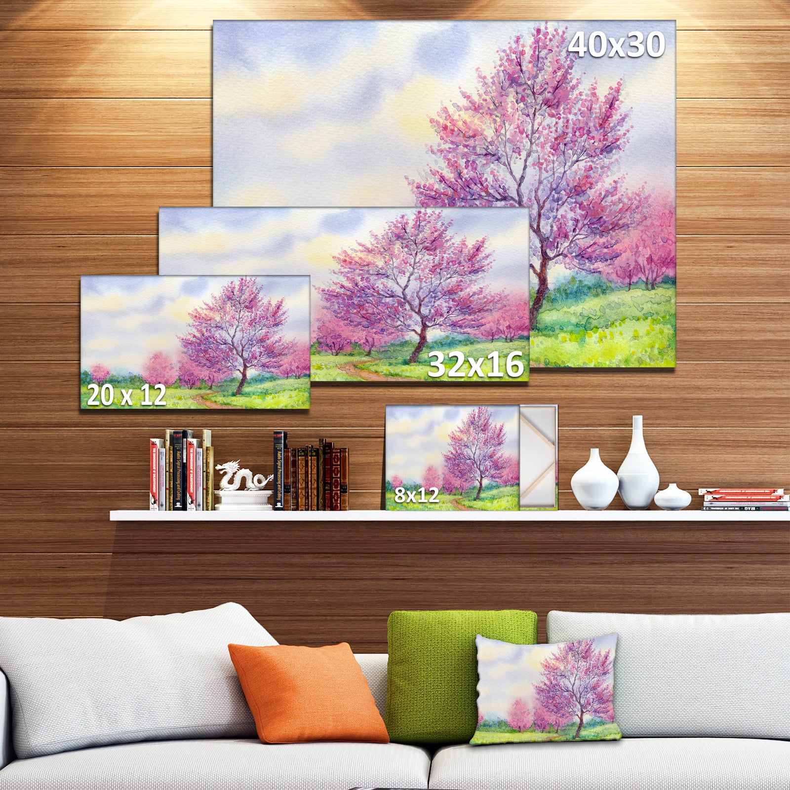 Purple Spring Landscape Floral Canvas Art Print