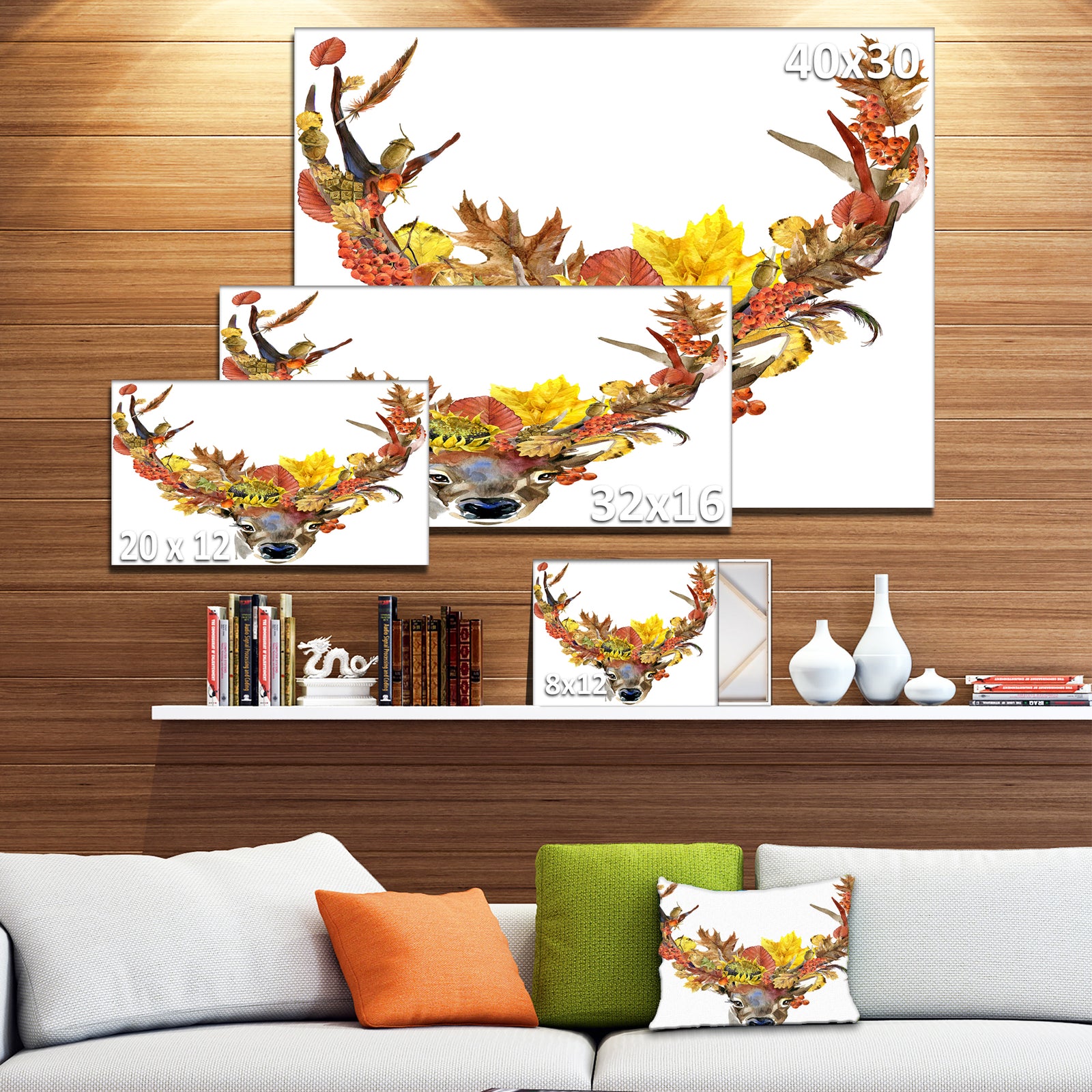 Roe Deer with Flowers - Digital Art Floral Canvas Print
