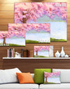 Flowering Pink Tree by Lake - Floral Canvas Art Print