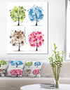 Set of Floral Trees - Floral Canvas Art Print