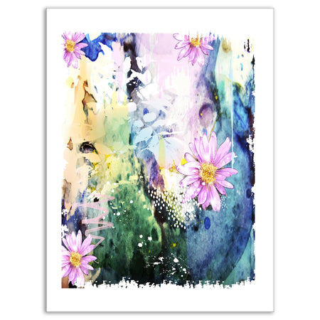 Abstract Blue Pink Floral Art - Floral Canvas Art Print