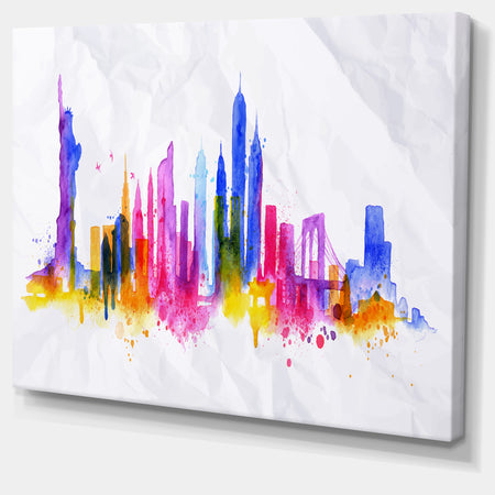 Silhouette Overlay New York - Cityscape Canvas Art Print