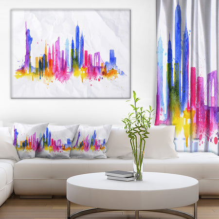 Silhouette Overlay New York - Cityscape Canvas Art Print
