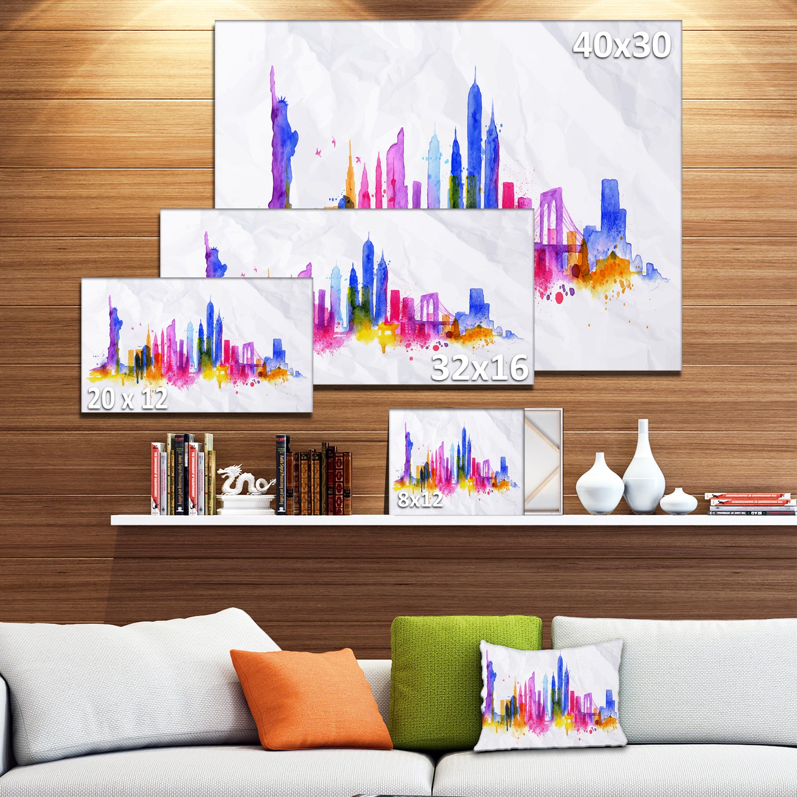 Silhouette Overlay New York - Cityscape Canvas Art Print