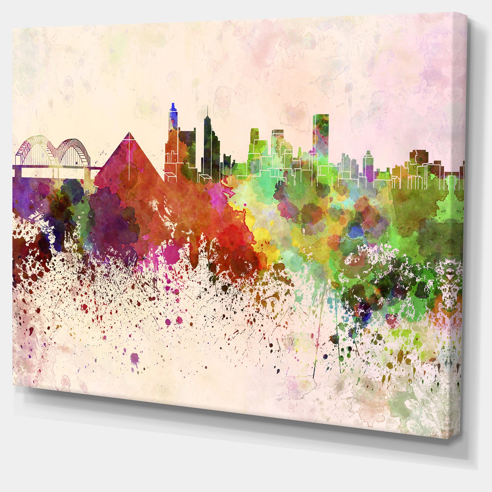 Memphis Skyline - Cityscape Canvas Artwork Print