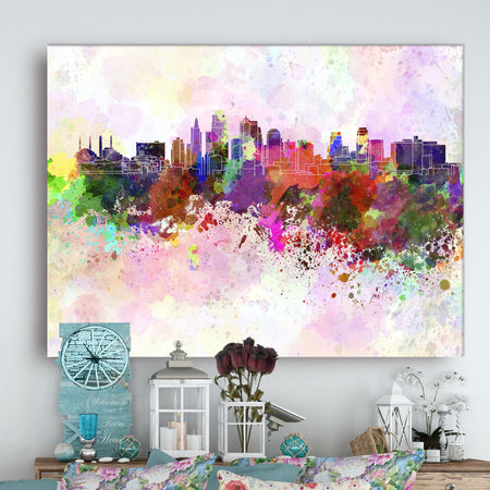 Kansas City Skyline - Cityscape Canvas Artwork Print