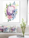 Skull with Flower Borders - Digital Floral Canvas Art Print